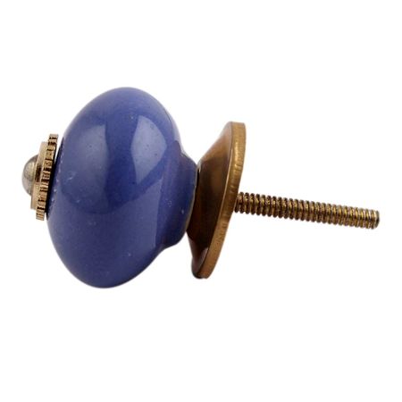 Slate Blue Golden Fitting Ceramic Dresser Knob